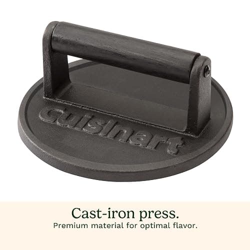 Cuisinart 6.5" Cast Iron Smashed Burger Press, Round Flat Edge Grill Press for Crispy Smash Burgers, Burger Tool for Grill and Griddle Accessories, for BBQs and Tailgates thumbnail 4