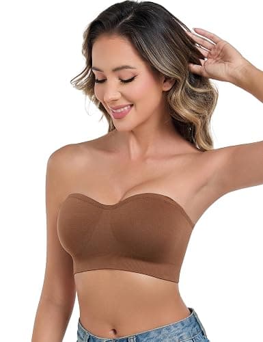 ANGOOL Strapless Bras for Women Wirefree Non-Slip Tube Top Invisible Bralette Seamless Padded Bandeau Bra thumbnail 6