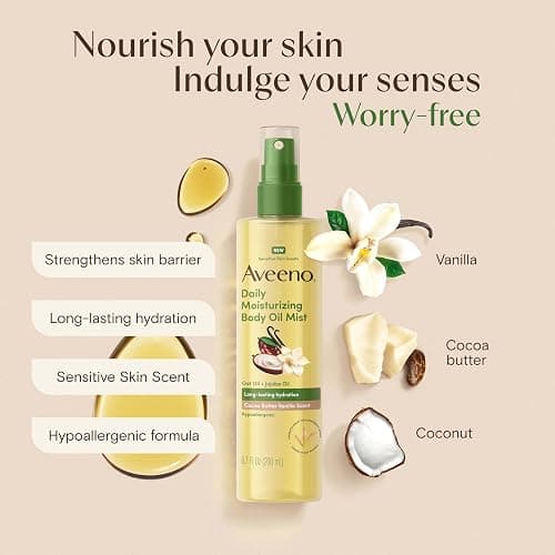 Aveeno Daily Moisturizing Body Oil Mist, Cocoa Butter Vanilla Scent, 6.7 fl. oz thumbnail 3