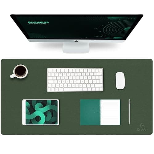 K KNODEL Large Office Leather Desk Mat, Mouse and Keyboard Pad, Computer and Laptop Mat, Desktop Protector and Cover, Writing Pad and Blotter (31.5"x15.7", Dark Green) - Image 1