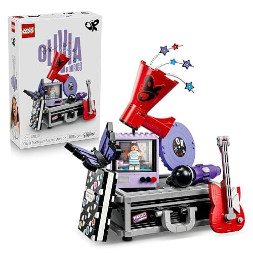 LEGO Editions Olivia Rodrigo's Secret Storage - Toy w/Suitcase, Microphone, Record, Megaphone, TV & Minifigure - Kids' Room Decor - Music Gift for 10+ Year Old Girls & Fans - 43030 - Image 1