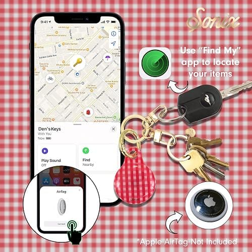 Sonix Cases for Apple AirTags - AirTag Hard Cover Protective Case - AirTag Holder Keychain | Gingham Red thumbnail 3