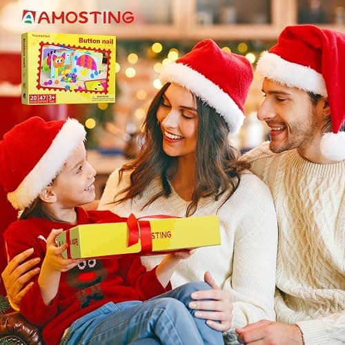 AMOSTING Button Art Toy – Educational Color Matching Mosaic Pegboard Sensory Learning Activity for Kids Age 3 4 5, Preschool Gift for Toddlers, Boys and Girls thumbnail 6