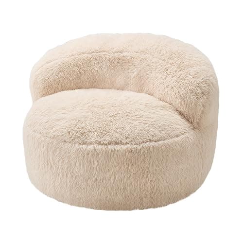 Hobestluk Bean Bag Chair Big Bean Bag Chairs for Adults Giant Adult Bean Bag Chair with Foam Filler Large Beanbags with Stuffed Back Lazy Sofa, White-Standard thumbnail 8
