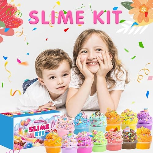 Schleim Kinder, 15 Pack Slime Set, Mädchen Geschenke 8 Jahren, DIY Butter Slime, Glitter, Charms, Fruit Slices Basteln Mädchen, Kleinkinder im Alter von 6-12 Jahren, Kleine Geschenke für Kinder thumbnail 2