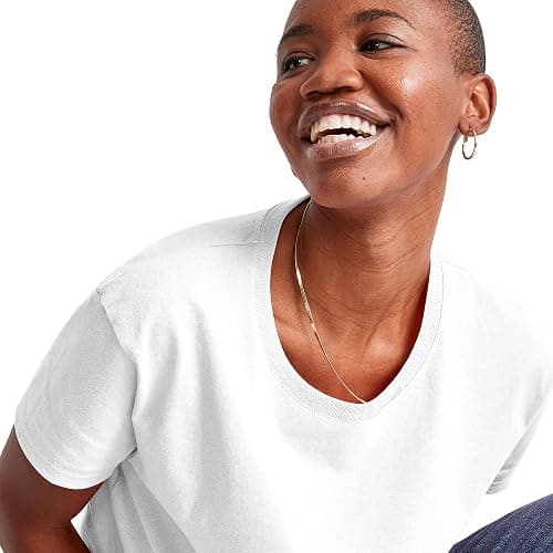 Hanes Womens Essentials Oversized T-Shirt Pack, Cotton Tee for Women, Relaxed Fit, 3-Pack thumbnail 3
