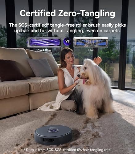 NARWAL Freo Z Ultra Robot Vacuum and Mop Combo, Dual RGB Cameras and Chips, AI Avoidance, 12000Pa Suction, Real-Time Decisions, Adaptive Hot-Water Self Wash & Self Emptying, Pet Hair, Quiet, Grey thumbnail 7