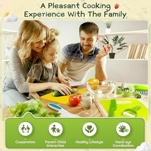 Chanking 13 Pieces Kids Safe Knife Set for Real Cooking Child-Friendly Plastic Chef Tools Montessori Kitchen Toys for Toddlers Birthday Gifts for Boys and Girls Ages 4+ (A) thumbnail 5