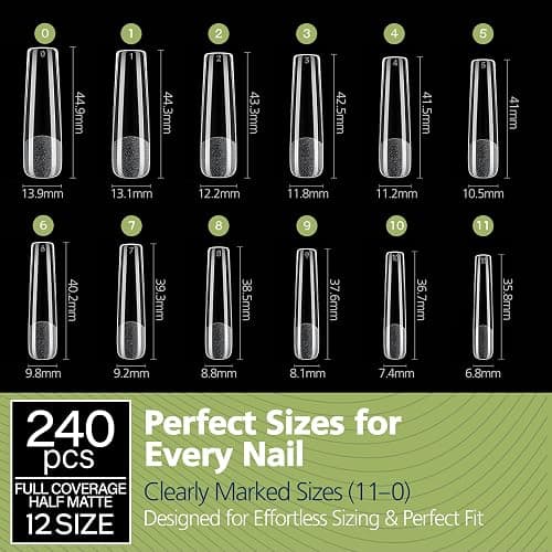 GELPARTY XL Long Square Nail Tips – 240pcs Clear ABS Full Cover Tips, 12 Sizes, Extra Long Straight Square False Nails for Acrylic & Gel Extensions, Nail Salons & DIY thumbnail 4