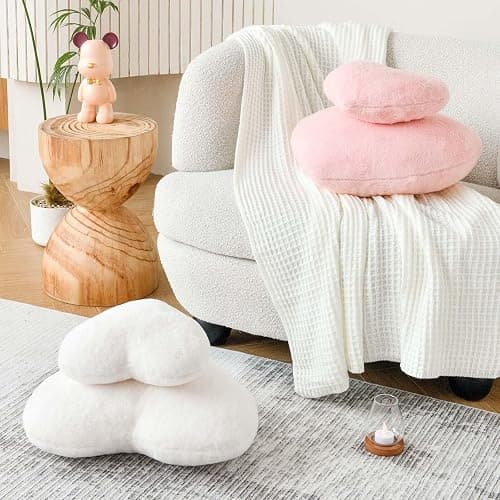 XVTRU Pink Heart Pillows, Cute Heart Decorative Pillow, Heart Shaped Throw Pillows for Bed, Faux Rabbit Fur Plush Hoom Decor Pillow Cushion for Chair Sofa Living Room (Mini 12.9" x 9.8") thumbnail 5