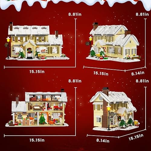 itshWOee Christmas Holiday House Building Set, DIY Christmas Holiday Snow Village Building Toys, Christmas House Gifts for Kids, Boys, Girls, Family, and Friends（2069pcs） thumbnail 3