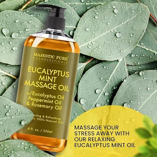 MAJESTIC PURE Eucalyptus Mint Massage Oil - Invigorating, Refreshing, and Relaxing - Massage, Made with Natural Oils - for All Skin Types - Men and Women - 8 fl oz thumbnail 3