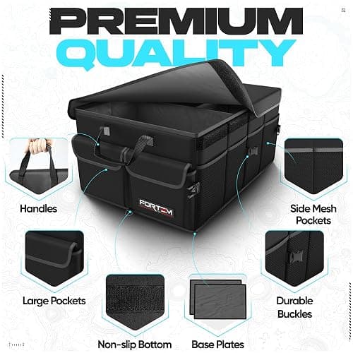 FORTEM Trunk Organizer For SUV Car Trunk Organizer, Foldable Storage, Car Accessories for Women Men, Collapsible Bag, Perfect Christmas Gifts, 600D Oxford, Non Slip Bottom, Straps, Soft Cover (50L) thumbnail 3