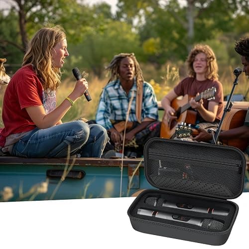 Wireless Microphone Case Compatible with JBL Wireless Two Microphone/for JBL Partybox, Handheld Dual Mic Travel Storage Bag for Receiver, Batteries and Other Accessories - Black (Box Only) thumbnail 2