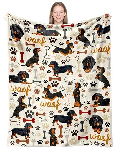 Dachshund Blanket Gifts for Wiener Dog Lovers Soft Flannel Dachshund Throw Blanket Birthday Stuff Gifts Decor for Kids Adults 50"X40" - Image 1