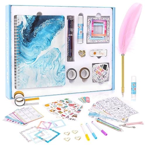 VERTOY DIY Journal Kit for Girls - Ideas Birthday Gifts and Toys Age 8 9 10 11 12 13+ Years Old, Kids Scrapbook Journaling Kit for Writing Diary Supplies Set, Teen Girls Trendy Stuff - Image 1
