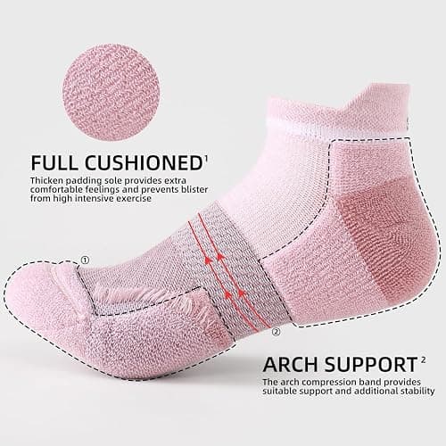 FITRELL 5-6 Pairs Ankle Running Socks for Women Athletic Cushioned Low Cut Tab Sports Socks thumbnail 4