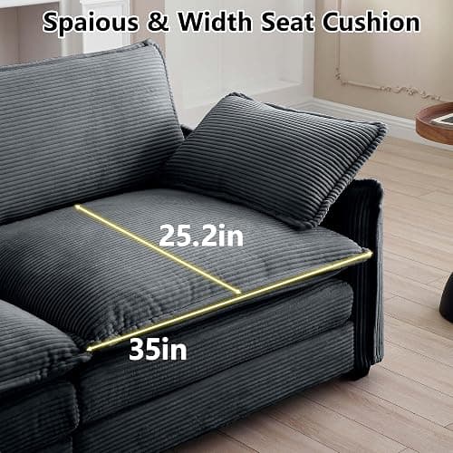 Qupeife Modular Sectional Sofa with 2 Ottoman, Cloud Couch Sectionals 2 Seat Sofa, Small Sectional Couch for Living Room (Grey, Loveseat with 2 Ottomans) thumbnail 8