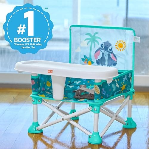 Bright Starts Disney Stitch Pop 'N Sit Portable Booster, Indoor/Outdoor Use, Floor Seat with Feeding Tray, Blue, 6 Mos - 3 Yrs thumbnail 3