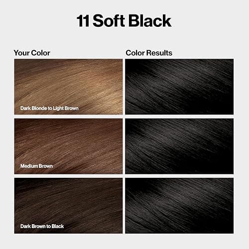 Revlon ColorSilk with Bond Repair Complex, Black Permanent Hair Color, 100% Gray Coverage, Ammonia Free Hair Dye, Vegan Keratin, 11 Soft Black (Pack of 3) thumbnail 3