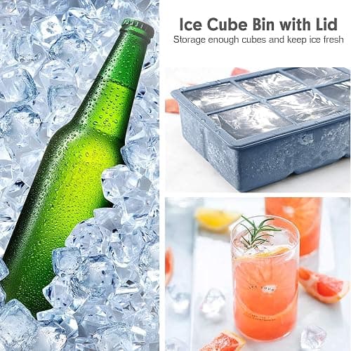 Excnorm Silicone Ice Cube Trays 3 Pack - Large Size Silicone Ice Cube Molds with Leak Proof Removable Lid Square Ice Cube Tray And BPA Free for Cocktail,Whiskey, Stackable Flexible Ice thumbnail 5