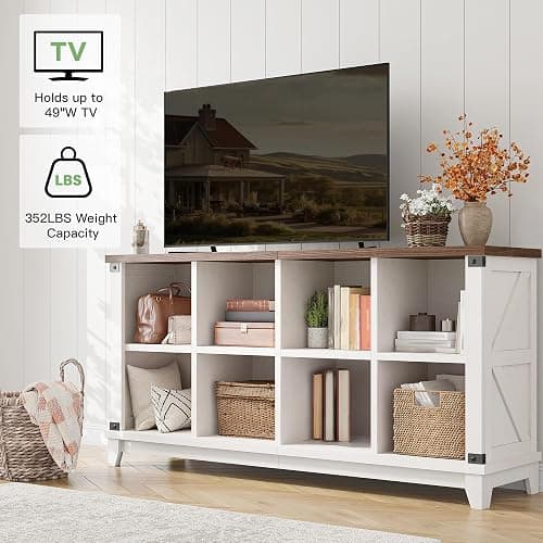 EnHomee 8 Cube Storage Organizer, Cube Organizer with Storage, Book Shelf for Bedroom and Home Office,White,Wood thumbnail 5