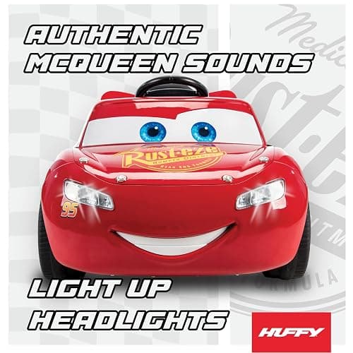 Huffy Lightning McQueen 6V Ride-On Toy Car with Headlights & Engine Sounds, Foot Pedal Drive, Up to 2.5 MPH, Ages 3–7 thumbnail 3