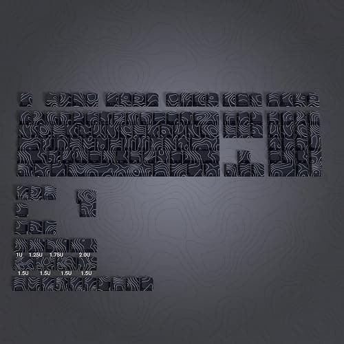 dagaladoo Double Shot PBT Keyboard keycaps Set,Black Topographic,Shine Through Custom keycap,Side Printed keycaps dye sub,Cherry Profile keycap for TKL US Layout Mechanical Keyboard(134keys) thumbnail 6