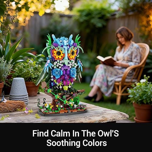 Sillbird Flower Owl Building Sets for Adults Christmas Creative Gift Ideas for Women Men Mom Her, Home Decor Display or Table Centerpieces - Buildable Floral Animals Botanical Model Collection thumbnail 2