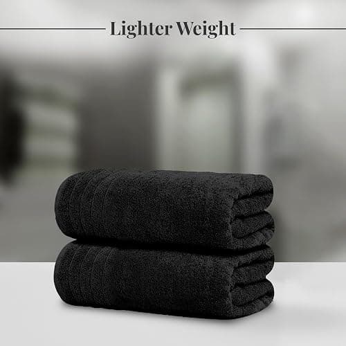 Tens Towels Pack of 4 Extra Large Bath Towels 30 x 60 Inches, 100% Cotton, Larger & Lighter Weight, Quicker to Dry, Super Soft and Absorbent, Perfect for Bathroom, Black thumbnail 3