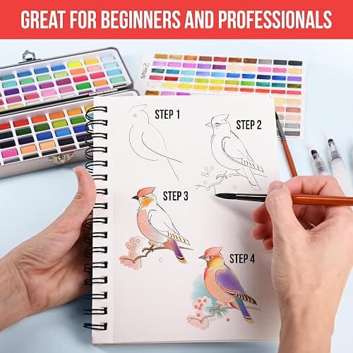 Watercolor Paint Set 100 Vibrant Colors for Adult Beginner Professional | With Metallic Colors. Travel Size Water Color Art Kit Palette for Adults & Beginners. Portable Watercolors, Artist Gifts Idea thumbnail 3