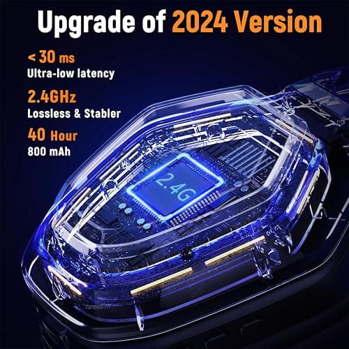 Ozeino Wireless Gaming Headset, Compatible with PC Ps5 Ps4 Boasts 2.4GHz Lossless Audio, USB & Type-C, Flip Microphone and 40-Hr Battery - Suited for Switch, Laptop, Mac thumbnail 2