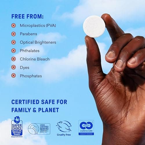 BLUELAND Laundry Detergent Tablets, 120 Count, Spring Bloom Scent, Plastic-Free Eco-Friendly Pods, Sheets, Liquid Alternative - Safe for Sensitive Skin, Gentle thumbnail 7