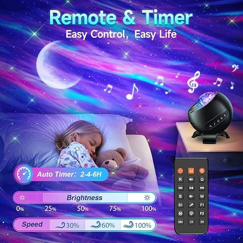 Northern Galaxy Light Projector, 300+Modes & 5 Films Star Projector, 15 White Noise & Bluetooth Northern Lights Projector,Moon Aurora Light Projector, Teen Girl Gifts Trendy Stuff, Bedroom Decor thumbnail 8