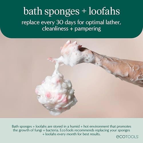 EcoTools Charcoal EcoPouf, Loofah Sponge for Bath & Shower, Infused Pouf, Recycled Netting, Exfoliation Removes Dead Skin, Eco-Friendly Bath Accessory, Cruelty-Free, Color May Vary, 1 Count (60g) - 1 Count (Pack of 1) - Charcoal Infused Sponges thumbnail 7
