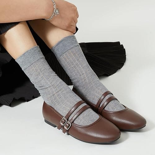 Trary Mary Jane Shoes Women Square Toe Flats for Women Dressy Ballet Flat Mary Jane Flats with Buckle Strap Comfortable Slip On Casual Shoes thumbnail 5