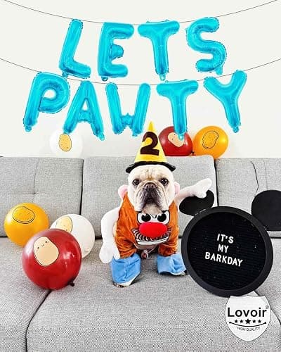 9 Pcs Lets Pawty Balloons Banner 16 Inch, Dog Cat Pet Birthday Letters Sign Lets Pawty Balloons Happy Birthday Banner for Pet Dog Cat Party Supplies Decorations (Pastel Blue) thumbnail 6