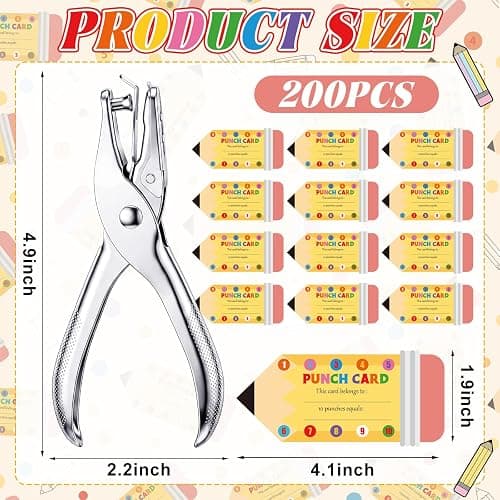 ReliThick 200 Pcs Punch Cards for Classroom Reward Cards Behavior Incentive Awards Loyalty Card for Teacher School Business Home Supplies(Pencil) thumbnail 2
