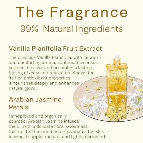 SAFA Vanillé Oil - Organic Oil for Face, Body, Hair, Nails & Aromatherapy | Vanilla Extract & Jasmine Petals - Essential Oil for Diffusers | After Shower Body Oil | Skin Moisturiser (4 Fl Oz) thumbnail 3