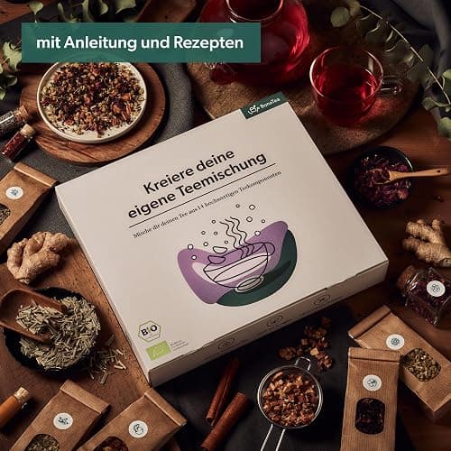 Tee Selber Mischen Set Geschenk mit 14 aufregenden Tee-Sorten - BIO Tee Geschenkset Weihnachten zum DIY Teemischung Selber Machen thumbnail 3