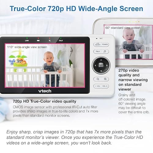 VTech Upgraded Smart WiFi Baby Monitor VM901, 5-inch 720p Display, 1080p Camera, HD NightVision, Fully Remote Pan Tilt Zoom, 2-Way Talk, Free Smart Phone App, Works with iOS, Android thumbnail 5