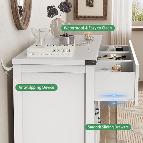 Dresser for Bedroom with 9 Drawers, 59" Wide Modern Chest of Drawers with Deep Drawers & Mental Handle, Wood Dresser TV Stand, Wooden Closet Storage Organizer for Living Room, Hallway, Entryway, White thumbnail 6