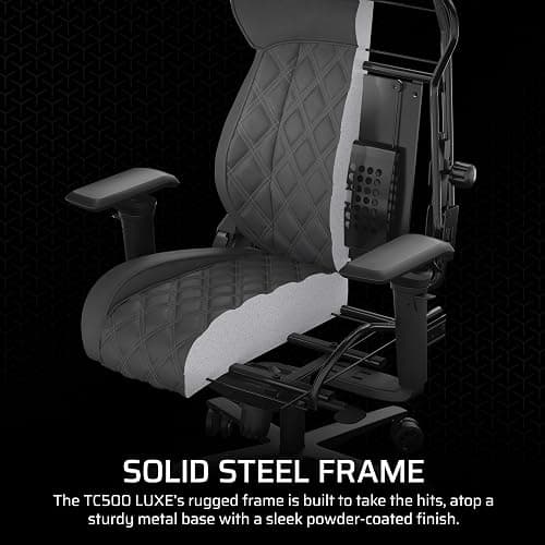 Corsair TC500 Luxe Gaming Chair – Premium Breathable Fabric – Wide Seat – Five-Way Adjustable Armrests – Adjustable Built-in Lumbar Support – 90-135 Degree Recline – Shadow thumbnail 7