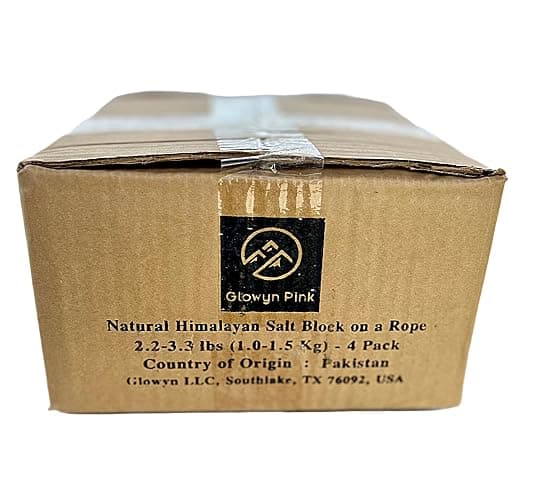 Glowyn Pink Himalayan Mineral Salt Block on Rope Pack of 4 (3lbs each) – 100% Organic Pink Salt Lick for Horses and Livestock. Deer Attractant with No Harmful Elements. thumbnail 8