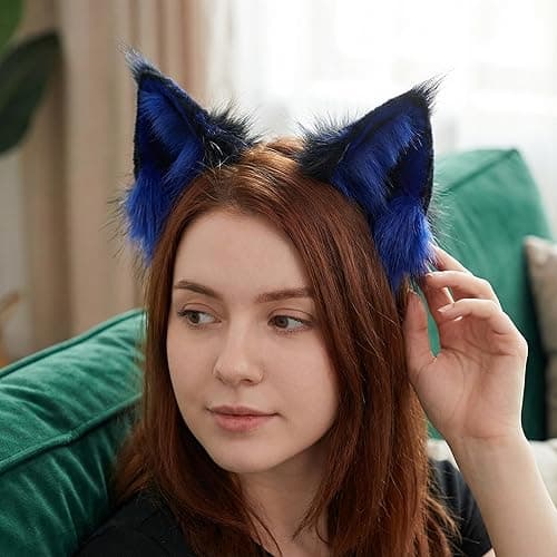 CROOOLTRRY Fluffy Fox Anime Ears Cat Hairband Wolf Headband For Adult Cosplay Costume Halloween thumbnail 8