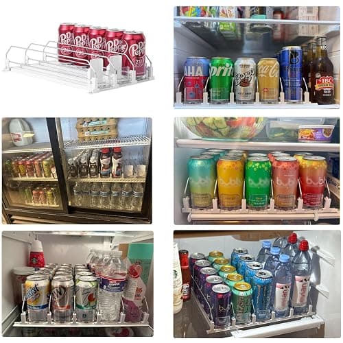 SZNLZQ Drink Organizer for Fridge,Holds 15 Cans | Self-pushing drink dispenser fits refrigerator shelves|Space-saving storage|Perfect for fridge organizers and storage thumbnail 3