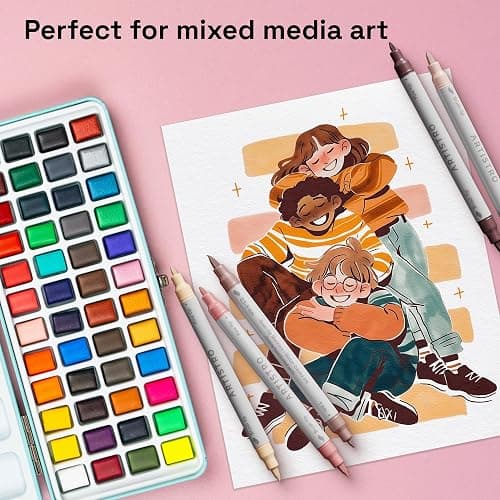 ARTISTRO 24 Skin Colors Acrylic Paint Markers - Paint Pens for Drawing, Brush + Fine Tips - For Fabric, Rock, Glass, Wood, Eggs - Art & Craft Supplies for Adults, Teens, Kids - Easter Basket Stuffers thumbnail 7