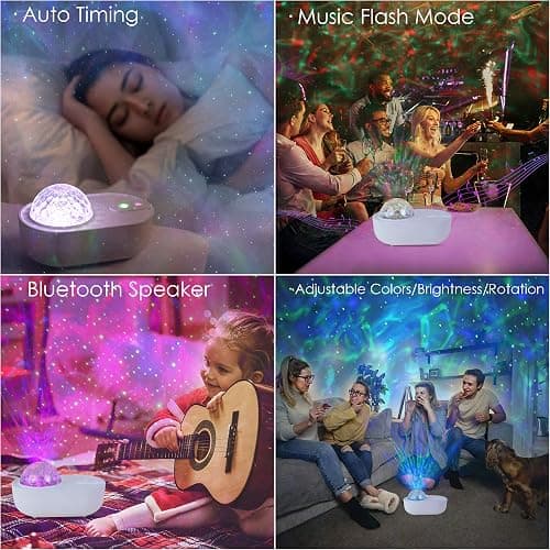 Galaxy Star Night Light Projector LED Ocean Wave Bluetooth Music Speaker with Remote Control for Bedroom, Home, Room Decor thumbnail 3