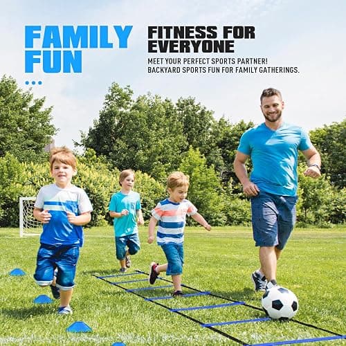 KUTIZE Soccer Training Equipment, 20ft Agility Ladder Set,12 Cones, 4 Hurdles, Parachute, Jump Rope & Carry Bag, Improves Power, Speed, Strength, Basketball Foodball Training Equipment for Youth Adult thumbnail 7