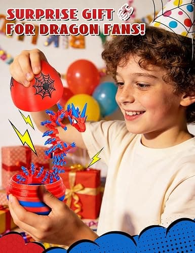 TBOLINE 12" 3D Printed Spider Dragon Egg, Cool 3D Printer Articulated Crystal Spider Dragon Toys for Kids, Surprise Animals Figurines Fidget Dinosaur Eggs Toys for Boys Kids Teen 5-7 4-6 8-12 thumbnail 7